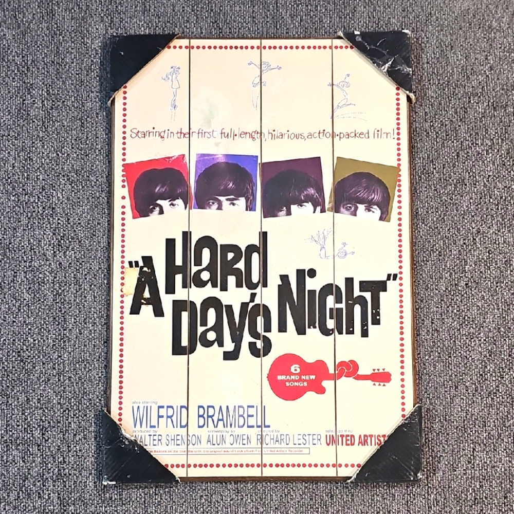 Vintage BEATLES POSTER BOARD. A Hard Day's Night Film Poster Board